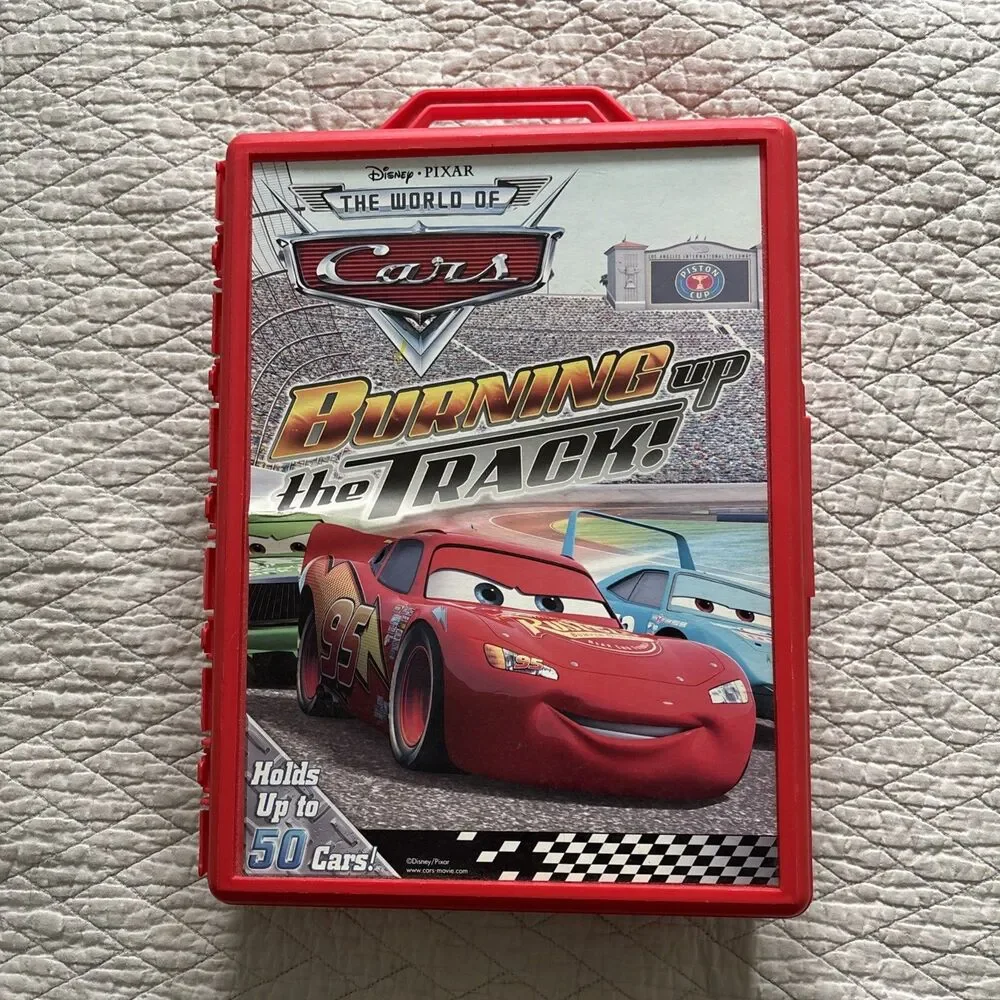 Disney Cars Red Plastic Carrying Storage Case For 50 Vehicles